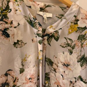 Joie grey, cream, floral silk blouse